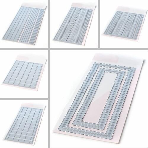 Stitched Line Layered Scalloped Plaid Border Metal Cutting Dies Set DIY Scrapbooking Decor Craft Paper Cards Embossing Dies 2020