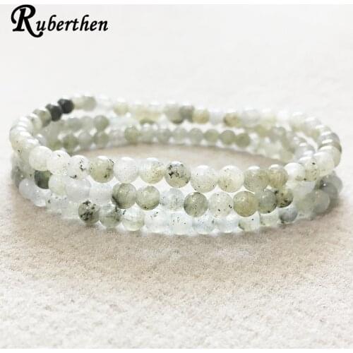 Ruberthen Hot Sale A Grade 4 mm Labradorite Stacking Bracelet set Women`s Yoga Bracelet 3 Wrap Mini Gem Stone Energy Bracelet