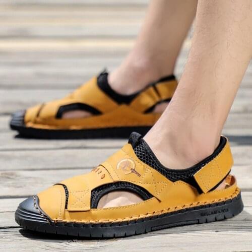 Summer Comfortable Men Sandals High-Quality Mesh Breathable Roman Sandals Fashion Mens Shoes Handmade Flat Shoes Size 38-48