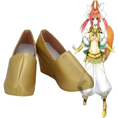 Fate/EXTRA CCC Caster Tamamo no Mae Shinwa Reiso Cosplay Boots Golden Shoes Custom Made Any Size