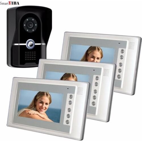 SmartYIBA 7"LCD Indoor Monitor Doorbell Home Surveillance Hands-Free Intercom Kits Digital IR Night Door Camera Doorphone