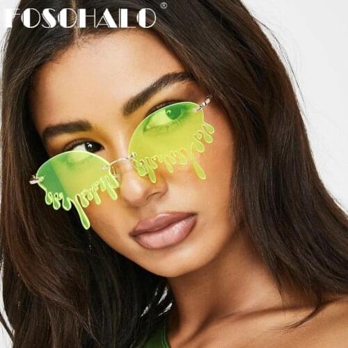 Tears Rimless Sunglasses Women Brand Designer Glasses Men Retro Steampunk Sunglasses Eyewear Vintage Small Frames Eyeglasses