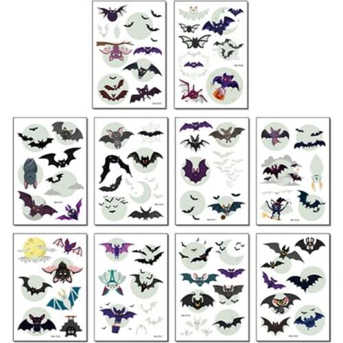 1Pcs Halloween Luminous Tattoo Ghost Taty Kids Fake Tattoo Glowing in Dark Waterproof Temporary Tattoo Stickers Halloween Party