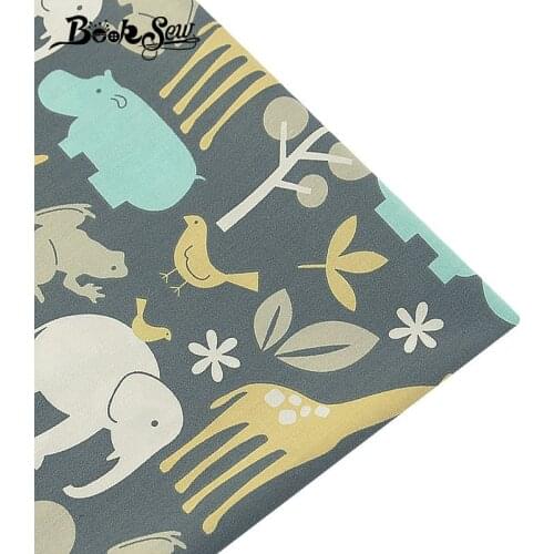 Booksew 100% Cotton FabricTwill Sewing Cloth Animal Zoo Design Home Textile Baby Bedsheet Patchwork DIY Doll Craft Fat Quarter