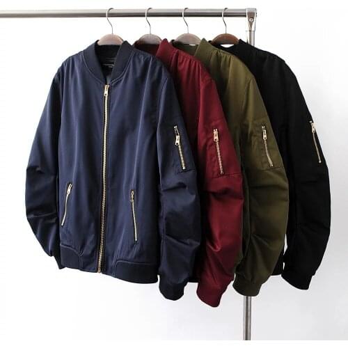 Spring and Autumn new casual jacket zipper solid color loose bomber jacket fashion streetwear coat