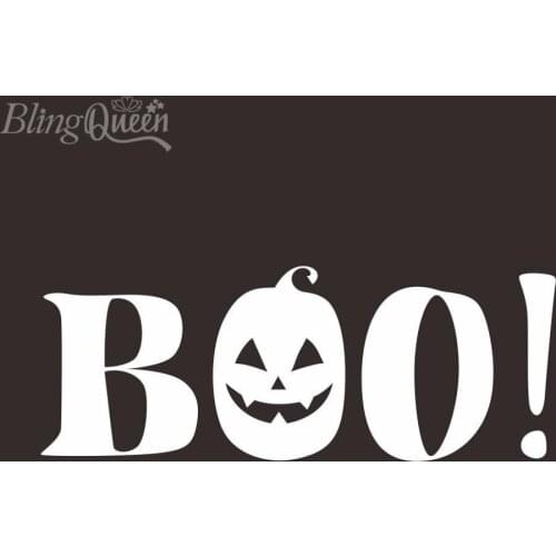 BlingQueen 12PCS/LOT Hologram HTV Heat Transfers Vinyl Iron On Patches Stickers Halloween BOO Design