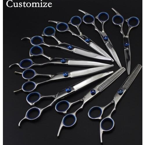 Customize japan 6 & 7 inch Pet grooming curved hair scissors dog grooming cutting barber thinning shears hairdressing scissors
