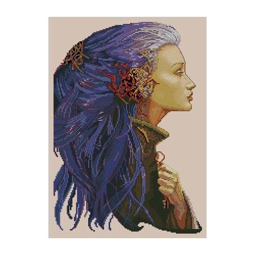 Gold Collection Counted Cross Stitch Kit NIMUE La Clef nium Blue Hair Goddess Fairy The Key
