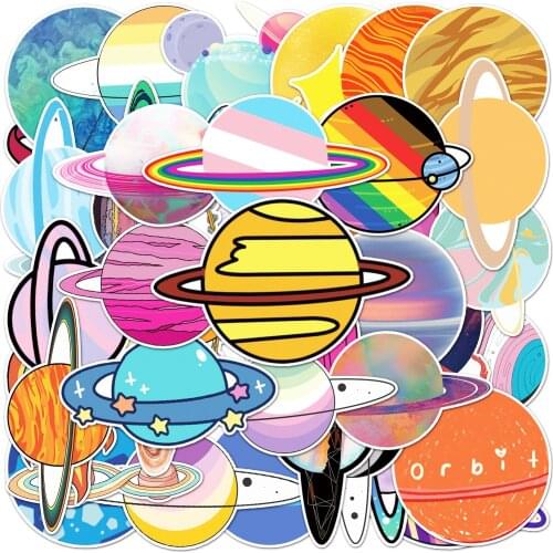 10/50pcs Outer Space Planet Graffiti Stickers DIY Scrapbooking Luggage Skateboard Laptop Fridge Bicycle Helmet Kids Toy Sticker