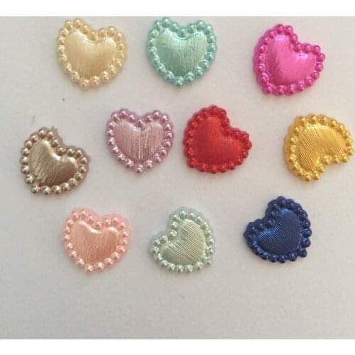 1000pcs 10mm mixed plastic Heart shaped Pearls Gems Craft Decoration DIY Laptop B06A*10