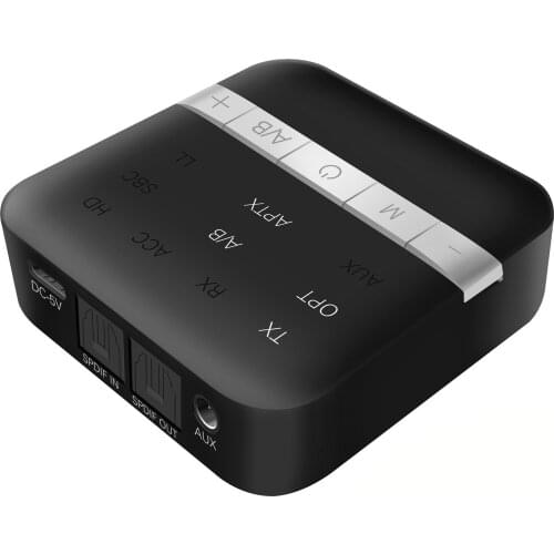 2-in-1 Bluetooth 5.0 Transmitter Receiver Wireless Optical Audio Adapter for TV PC, (Black Color)