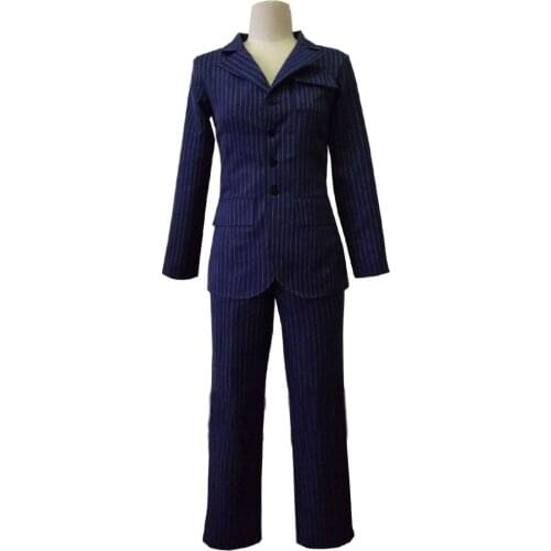 2018 Who Is The Doctor Cosplay The 10th Tenth Doctor Costume Brown Stripes Suit Halloween Doctor Who Daily Life Male Version