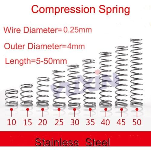 50pcs/Lot 0.25*4*5-50 Small Coil Compression Spring,Stainless Steel Springs,Small Spot Micro Compression Spring For 3D Printer