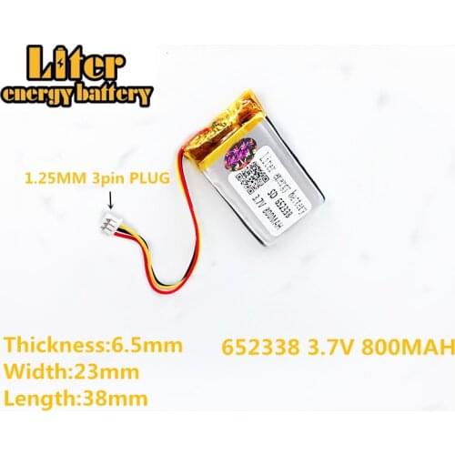 652338 3.7V 800mAh Rechargeable li-Polymer Battery For toys millet GPS TEXET FHD-570 DVR dvr-3gp Gmini HD50G HD70G iBox Pro-800