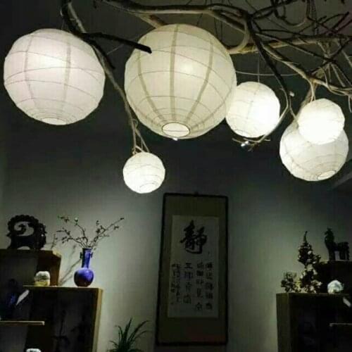 7PCS/set Mix size (20cm,30cm,40cm,45cm) white Chinese paper lantern lamps round wedding party garden decoration paper lantern