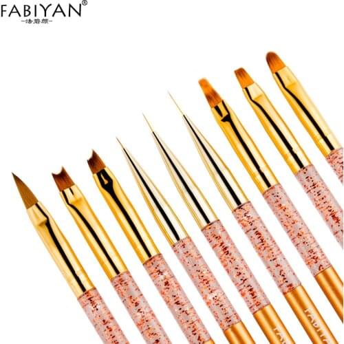 9Styles Nail Art Paiting Liner Brushes Gradient Half Moon Shape Extension Builder Pen Petal Carving Acrylic Manicure Tools