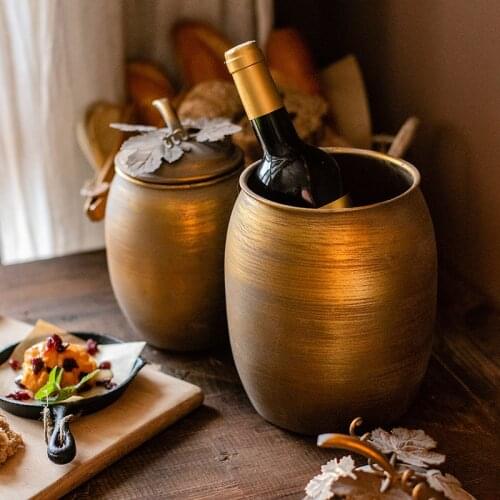 Juhan European and American Entry Lux Storage Jar with Lid Copper Color Iron Decorative Jar Home Hotel Club Crafts Ornaments