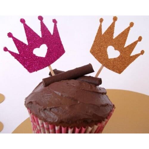 Glitter Crown birthday cupcake topper Bachelorette bridal shower food Picks wedding engagement party cake toppers