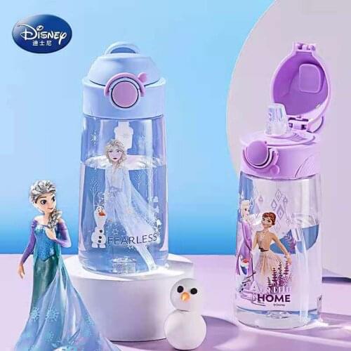 Disney Frozen Tritan PP Water Cup For Child Straw Plastic Cup Straight Drink Cup Students Mickey Baby Water Bottle For Kids