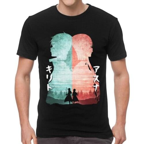 Sword Art Online T-Shirts Men Streetwear T Shirt Short Sleeve Anime Manga Sao Kirito Yuuki Asuna Tshirt Cotton Tees Top Clothing