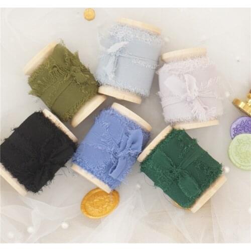 Ins Style Handmade Chiffon Frayed Edged ribbon 6Rolls One Set Wedding Bouquet Streamers Photography Gift Wrapping