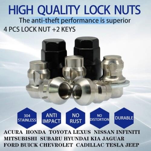 STAINLESS STEEL AUTO WHEEL LOCK NUTS FOR TOYOTA LEXUS FORD NISSAN JAGUAR HONDA TESLA CADILLAC INFINITI KIA HYUNDAI