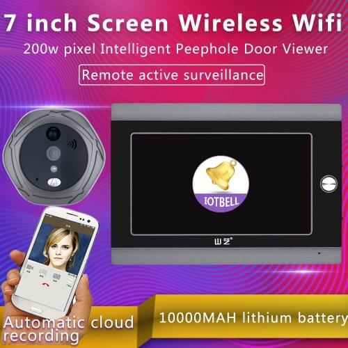 Mountainone 720P WiFi Wireless Digital Peephole Door Viewer 7inch Front Video Door Peephole Camera Wifi video doorphone system