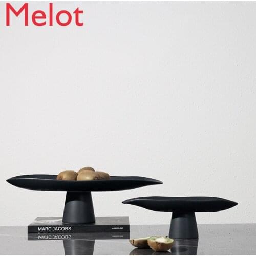 Simple modern model room ceramic high foot fruit plate sales office home living room TV cabinet tea table storage tray