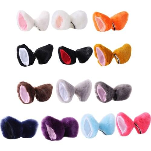 Lolita Anime Cosplay Long Fur Fox Ears Hair Clip Party Neko Cat Ear