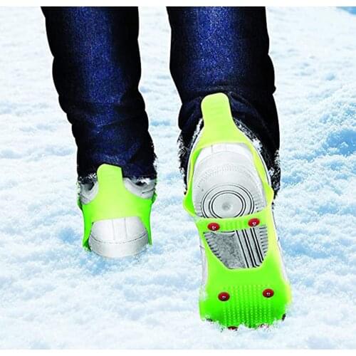 Ice Cleats Ice Grip Snow Grippers Anti Slip for Shoes and Boots Rubber Spikes Crampons with 6 Steel Studs Cleats A66