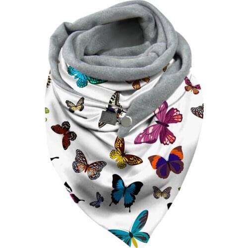 Fashion Women Cute Cat Print Scarf Hijabs Female Lady Retro Button Female Multi-Purpose Shawl Scarf 80cm-100cm Winter Echarpe