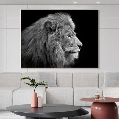 Wall Art Canvas Painting Black and White Animal Lion Art Poster Canvas Printing Living Room Decoration Home Decoration