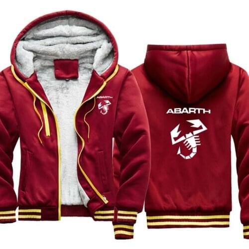 The New winter Mens Plus cashmere Hoodie uniform Abarth car logo printing Casual Plus velvet thickening Warm Male clothes