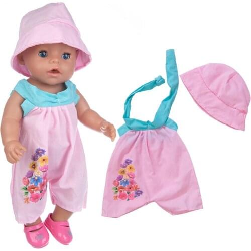 2021 New Pattern Clothes Pink One Piece Sling Suit Fit 18 Inch American&43cm Baby New Born Doll Clothes Accessories