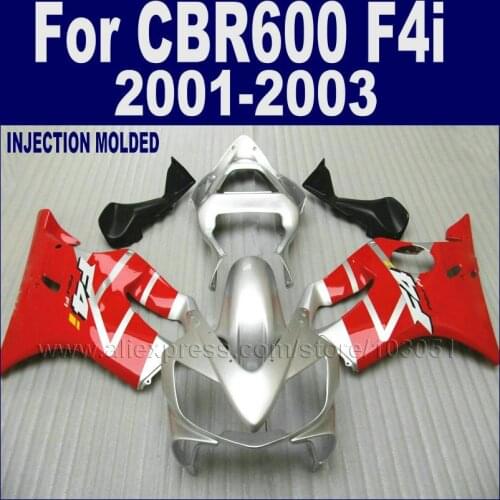 New Hot Road Fairings Kit For Honda 2001 2002 2003 Red Silver CBR 600 F4i 01 02 03 Cbr 600 F4i Aftermarket Body Fairing Set