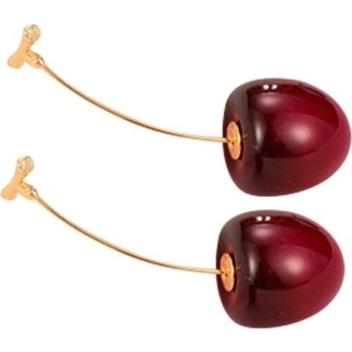 New Fashion Red Cherry Fruit Simple Earrings For Women Tassel Dangle Earrings Sweet Long Pendant Girl Gift Korea Jewelry