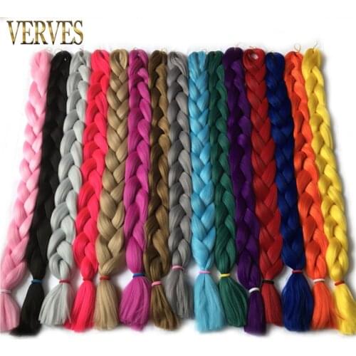 Braiding Hair 1 pcs long 100 cm folded Synthetic Jumbo Braids 165g/piece VERVES pure color Braid Hair Extensions