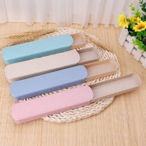 Portable Chopsticks Box Fork Spoons Storage Case Wheat Straw Traveling Tableware dinnerware sets box case