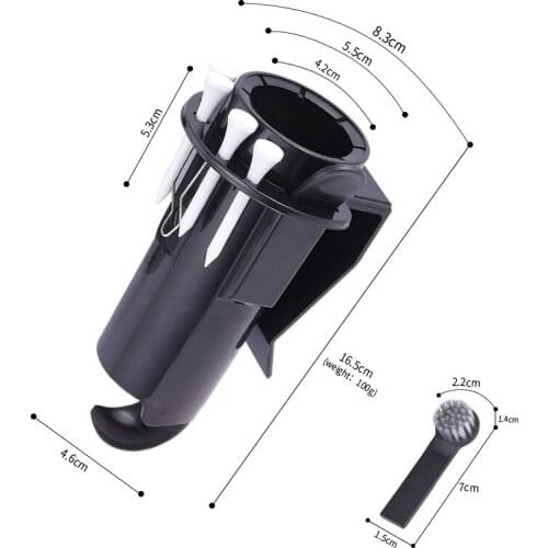 Portable storage Golf Ball Tee Holder Pro Clip Caddy With Nylon Brush Divot cleaning Tool with brush drop ship
