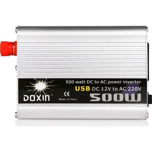 Onever 500W USB Car Power Modified Sine Wave Inverter Converter DC 12V to AC 220V Auto Aluminium 50Hz 1000W Peak Power Inverter