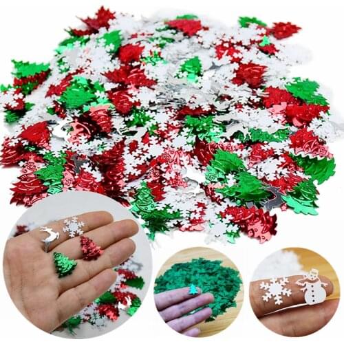Christmas Confetti Xmas Tree Snowflake Snowman Deer Shape Sequins Confetti for Merry Christmas New Year Party Table Decorations