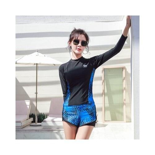 Long Sleeve Sport Swimwear Two Pieces Beachwear Newest Swiming Costume Collar Bathing Suit