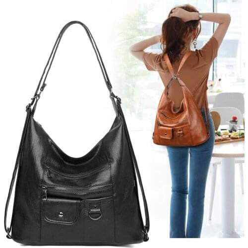 The New Premium PU Women Shoulder Bags High Quality Multifunction Women Back Pack For Students School Travel Bags Large Capacity