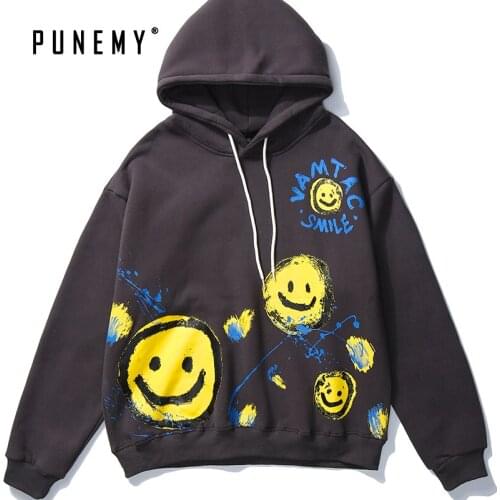 Skateboard Hoodie Men Big Smile Print Hip Hop Streetwear Hoodies Hooded Fleece 100% Cotton Sweatshirt Moletom Harajuku Hoody