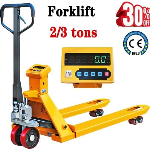 Forklift scale weighing pallet truck 2/3 tons mobile weighbridge hydraulic forklift with electronic scale Manual hydraulic car