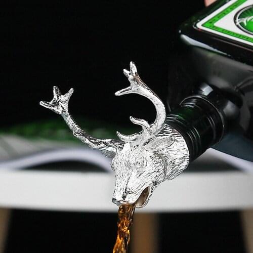Wine leader zinc alloy mouthpiece creative animal deer head wine pourer home wine cork bar