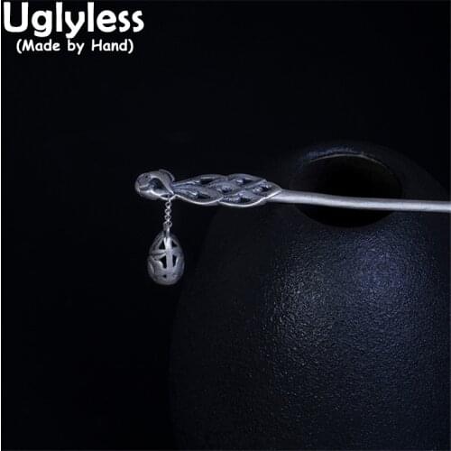 Uglyless Vintage Thai Silver Peacock Phoenix Hair Jewelry for Women Water Drop Peony Charm Hair Sticks 925 Silver Animals Bijoux