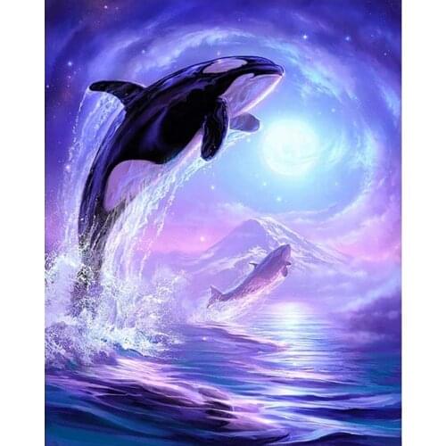Embroidery Big Dolphin Sale Full Square Painting Handmade DIY Diamond Cross Stitch Kit Mosaic Home Decoration Wall Art Pictures