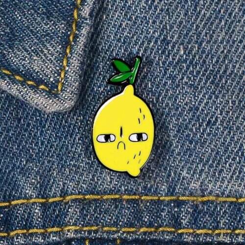Jealous Lemon Enamel Pin Custom Cry Face Brooches for Shirt Lapel Bag Fruit Badge Cartoon Jewelry Gift for Kids Friends