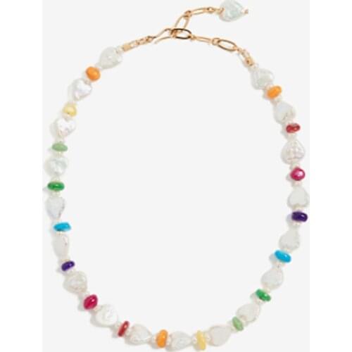 Bohemian rainbow neclase women choker chaine femme jewelry sautoir femme long rosary stone freshwater pearl necklace jewelery